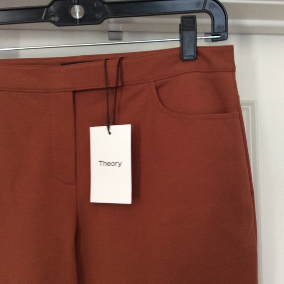NWT Theory Double Stretch Crop Pant in Cognac - Picture 8 of 8